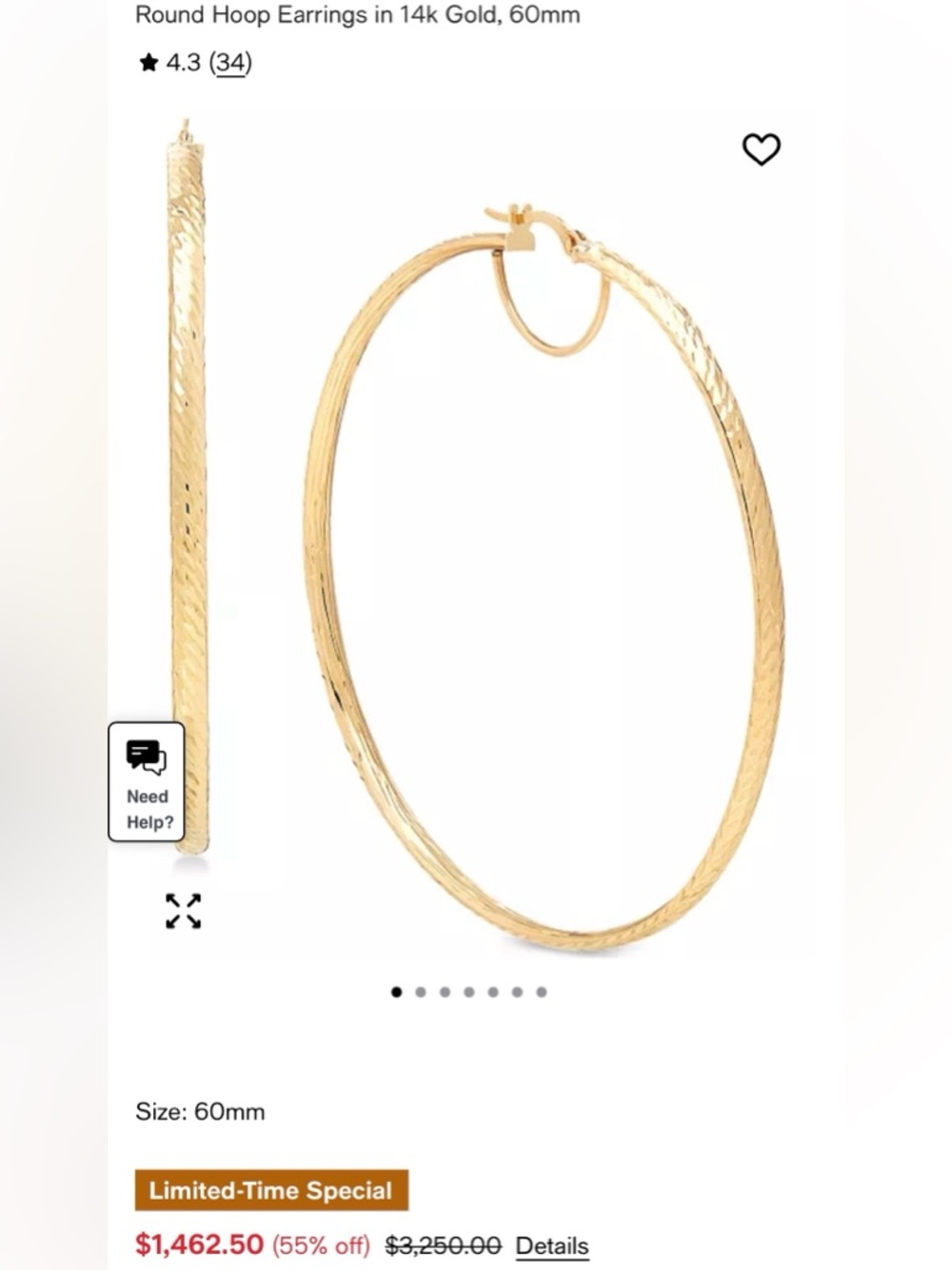 Gold Hoops 14K - Picture 5 of 7